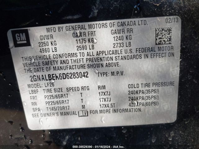 Photo 8 VIN: 2GNALBEK6D6283042 - CHEVROLET EQUINOX 