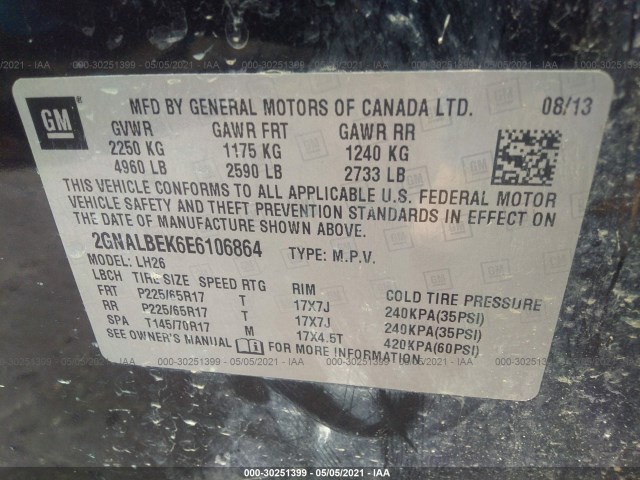 Photo 8 VIN: 2GNALBEK6E6106864 - CHEVROLET EQUINOX 