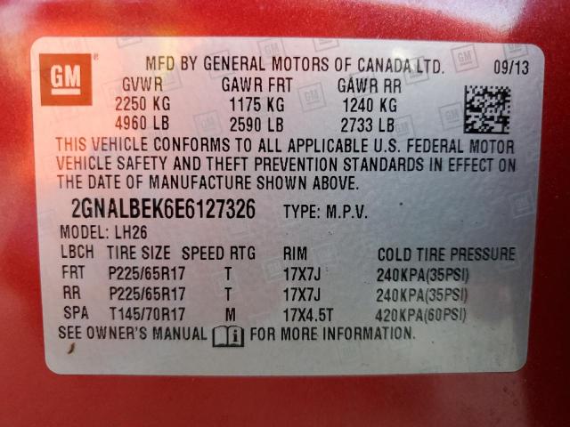 Photo 12 VIN: 2GNALBEK6E6127326 - CHEVROLET EQUINOX LT 