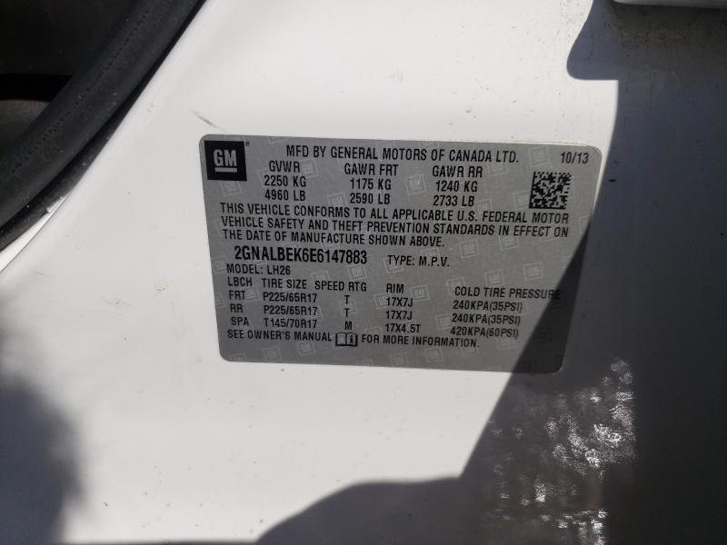 Photo 9 VIN: 2GNALBEK6E6147883 - CHEVROLET EQUINOX LT 