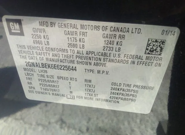 Photo 8 VIN: 2GNALBEK6E6225644 - CHEVROLET EQUINOX 