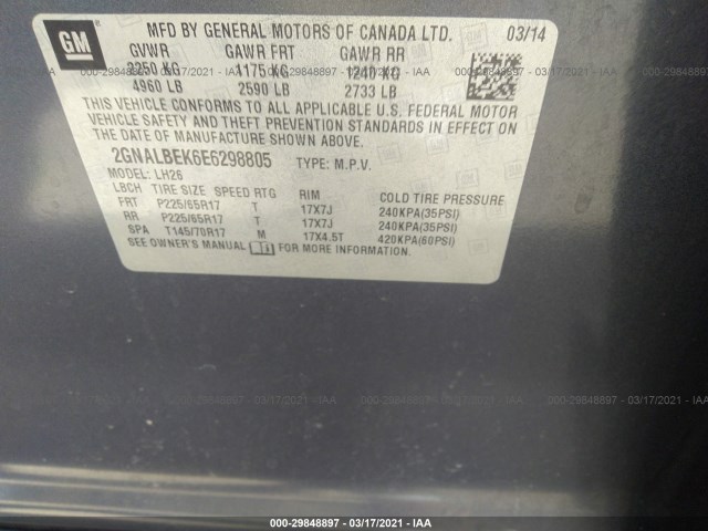 Photo 8 VIN: 2GNALBEK6E6298805 - CHEVROLET EQUINOX 