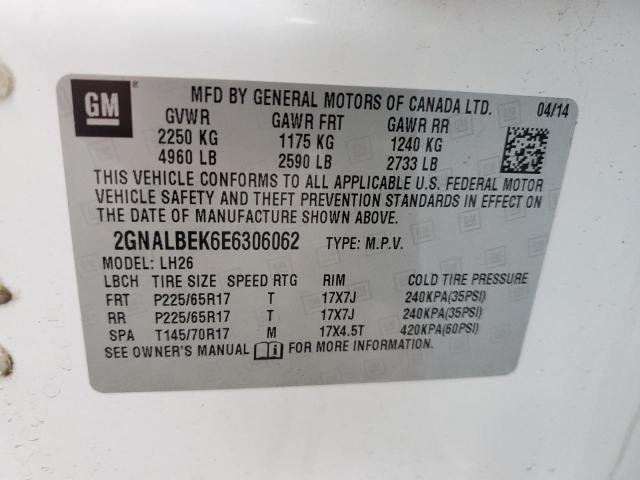 Photo 11 VIN: 2GNALBEK6E6306062 - CHEVROLET EQUINOX LT 