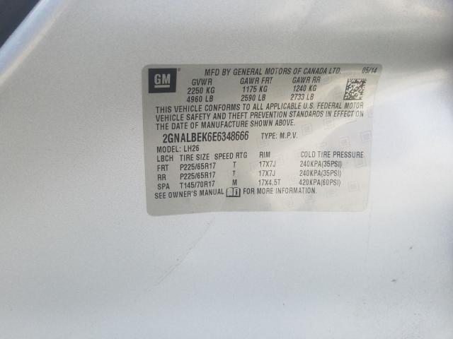 Photo 9 VIN: 2GNALBEK6E6348666 - CHEVROLET EQUINOX LT 