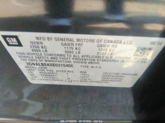 Photo 8 VIN: 2GNALBEK6E6370456 - CHEVROLET EQUINOX 