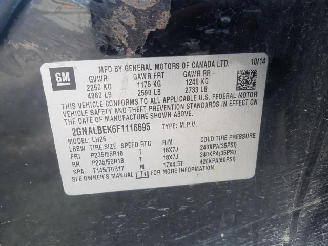 Photo 9 VIN: 2GNALBEK6F1116695 - CHEVROLET EQUINOX LT 