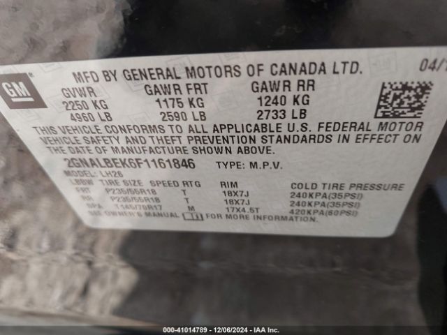 Photo 8 VIN: 2GNALBEK6F1161846 - CHEVROLET EQUINOX 