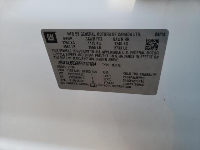 Photo 11 VIN: 2GNALBEK6F6167634 - CHEVROLET EQUINOX LT 