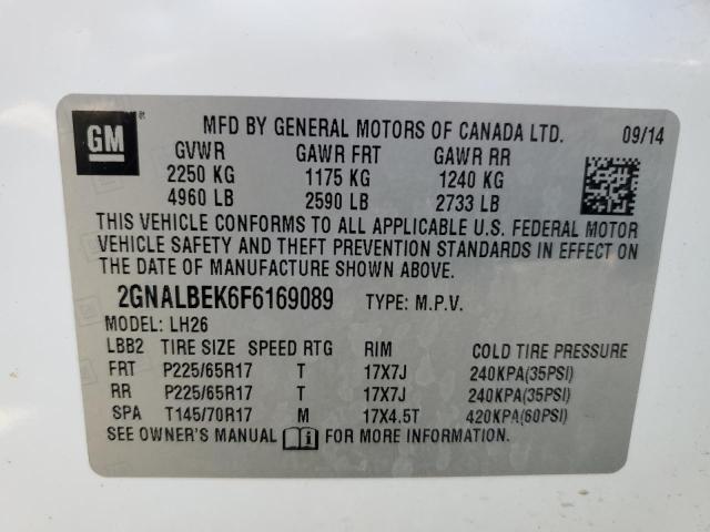 Photo 13 VIN: 2GNALBEK6F6169089 - CHEVROLET EQUINOX LT 