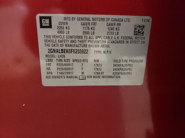 Photo 9 VIN: 2GNALBEK6F6203922 - CHEVROLET EQUINOX LT 