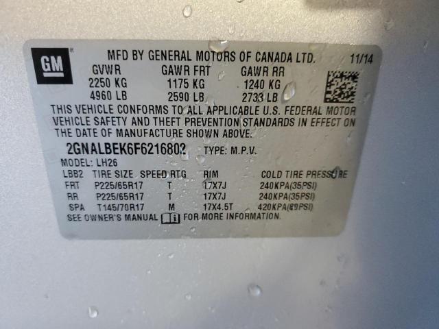 Photo 12 VIN: 2GNALBEK6F6216802 - CHEVROLET EQUINOX LT 