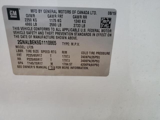 Photo 13 VIN: 2GNALBEK6G1110865 - CHEVROLET EQUINOX LS 