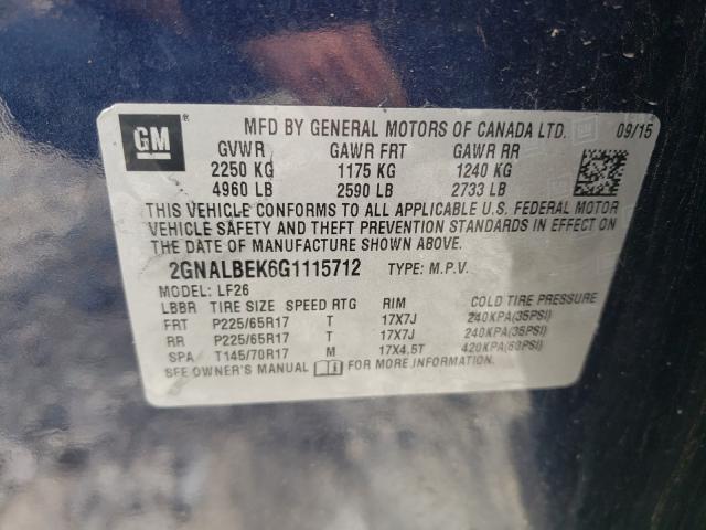 Photo 9 VIN: 2GNALBEK6G1115712 - CHEVROLET EQUINOX LS 