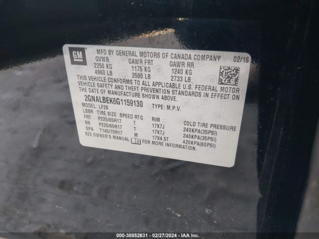 Photo 8 VIN: 2GNALBEK6G1159130 - CHEVROLET EQUINOX 