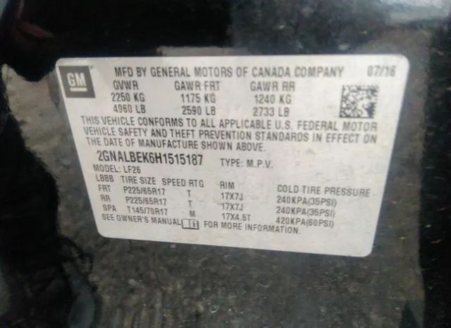 Photo 8 VIN: 2GNALBEK6H1515187 - CHEVROLET EQUINOX 