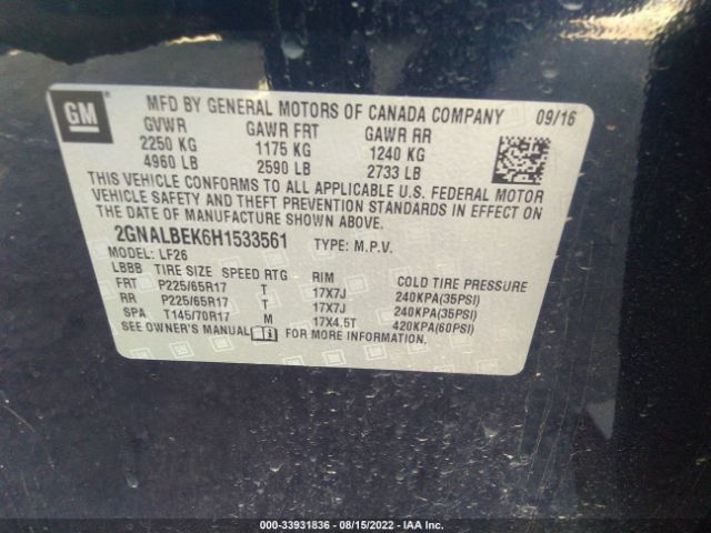 Photo 8 VIN: 2GNALBEK6H1533561 - CHEVROLET EQUINOX 