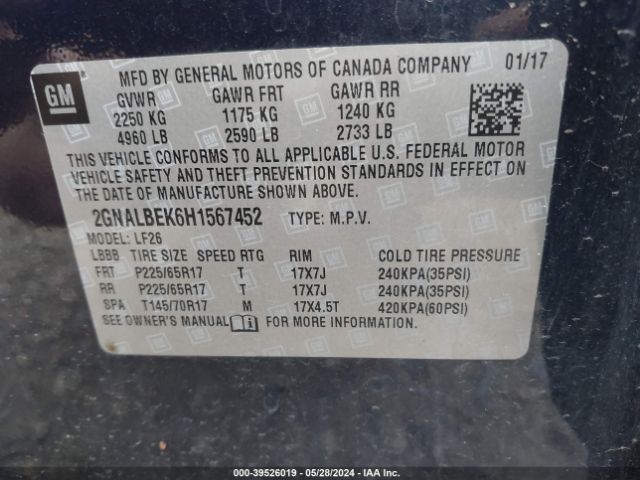 Photo 8 VIN: 2GNALBEK6H1567452 - CHEVROLET EQUINOX 