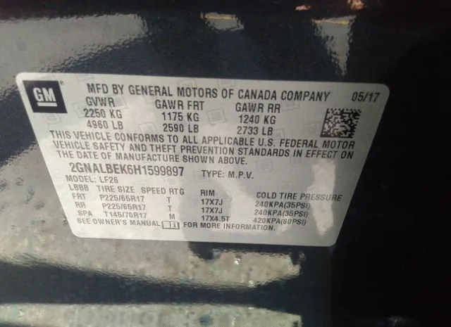 Photo 8 VIN: 2GNALBEK6H1599897 - CHEVROLET EQUINOX 