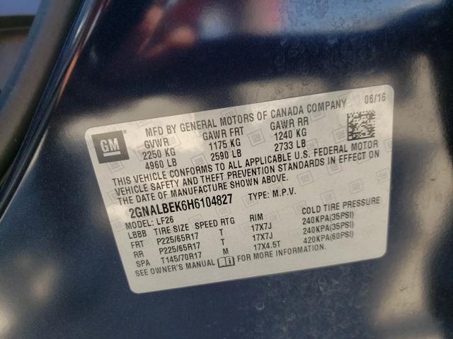 Photo 9 VIN: 2GNALBEK6H6104827 - CHEVROLET EQUINOX LS 