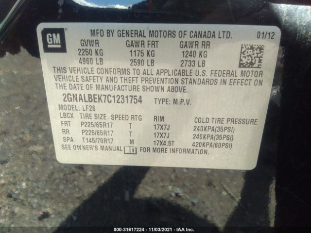 Photo 8 VIN: 2GNALBEK7C1231754 - CHEVROLET EQUINOX 