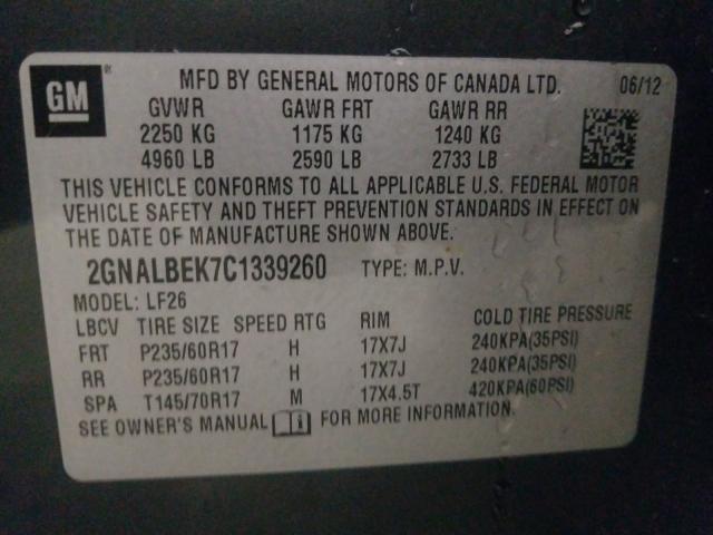 Photo 9 VIN: 2GNALBEK7C1339260 - CHEVROLET EQUINOX LS 