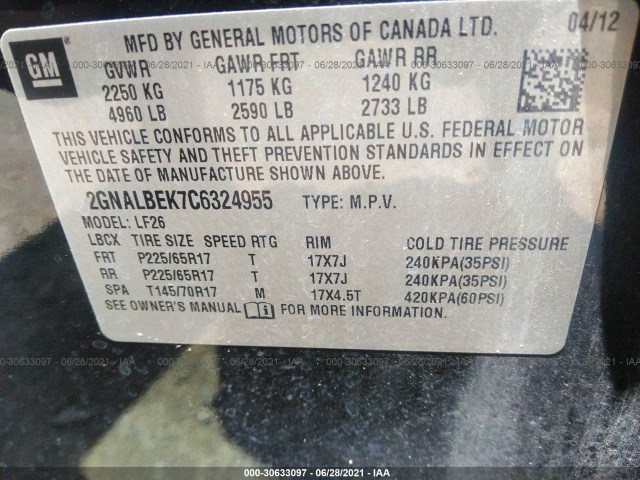 Photo 8 VIN: 2GNALBEK7C6324955 - CHEVROLET EQUINOX 