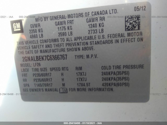 Photo 8 VIN: 2GNALBEK7C6366767 - CHEVROLET EQUINOX 