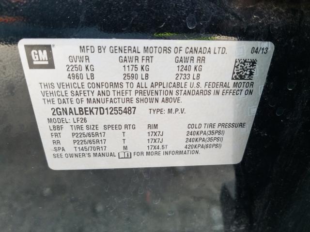 Photo 9 VIN: 2GNALBEK7D1255487 - CHEVROLET EQUINOX LS 