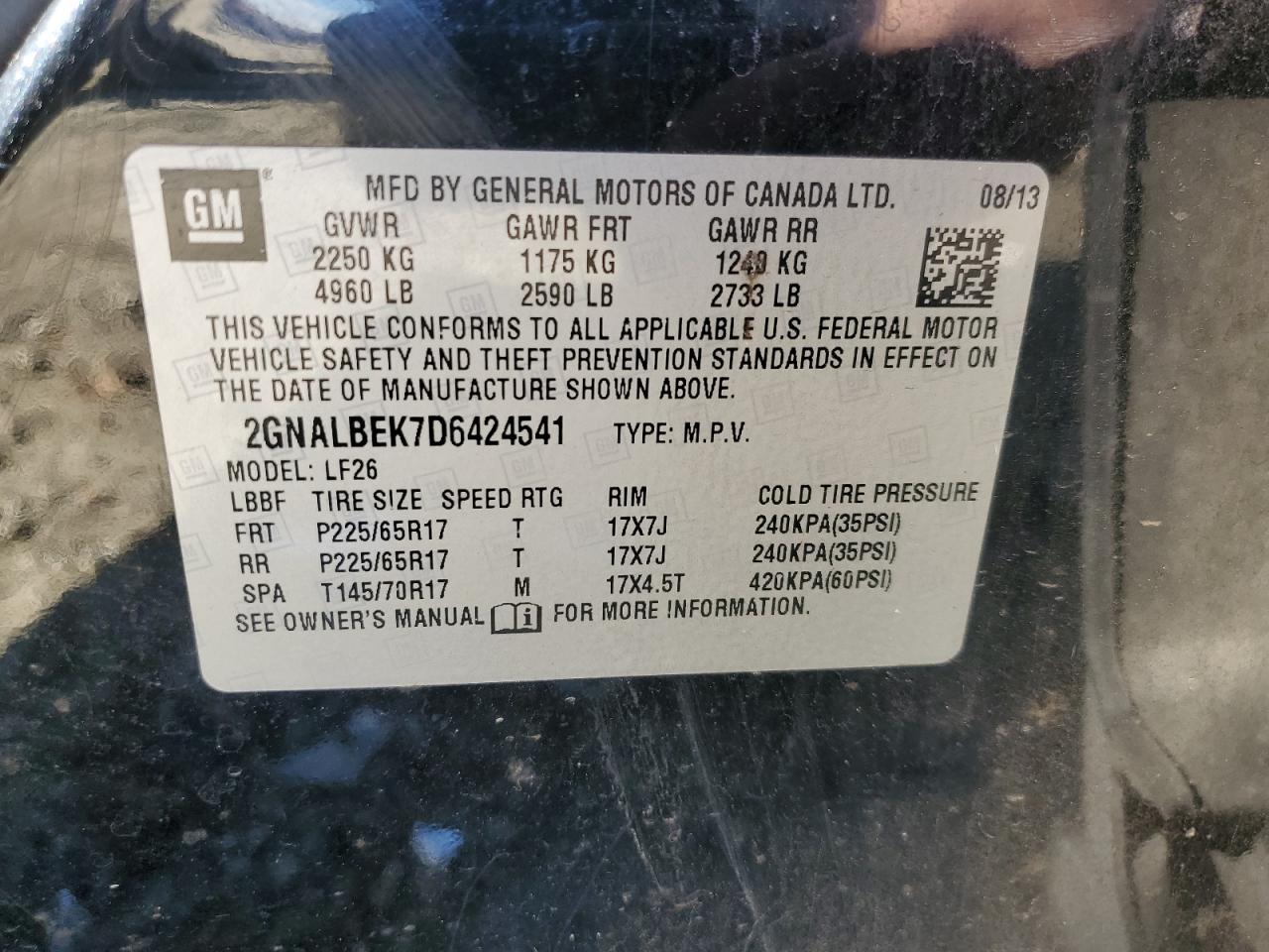 Photo 11 VIN: 2GNALBEK7D6424541 - CHEVROLET EQUINOX 