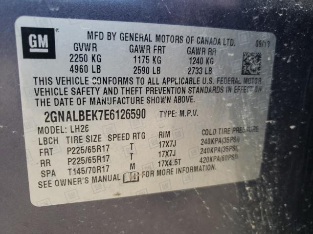 Photo 9 VIN: 2GNALBEK7E6126590 - CHEVROLET EQUINOX LT 