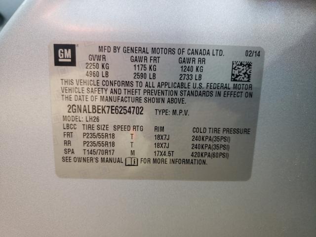 Photo 9 VIN: 2GNALBEK7E6254702 - CHEVROLET EQUINOX LT 