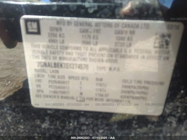 Photo 8 VIN: 2GNALBEK7E6274576 - CHEVROLET EQUINOX 