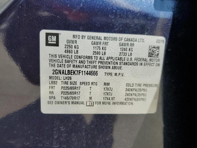 Photo 12 VIN: 2GNALBEK7F1144666 - CHEVROLET EQUINOX LT 