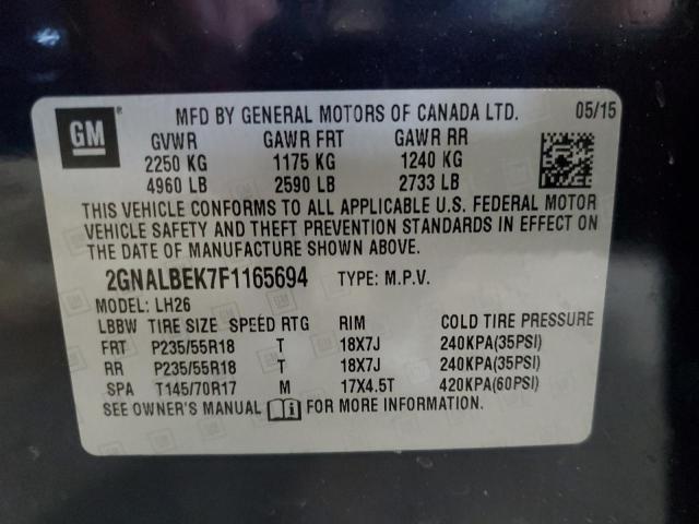 Photo 12 VIN: 2GNALBEK7F1165694 - CHEVROLET EQUINOX LT 