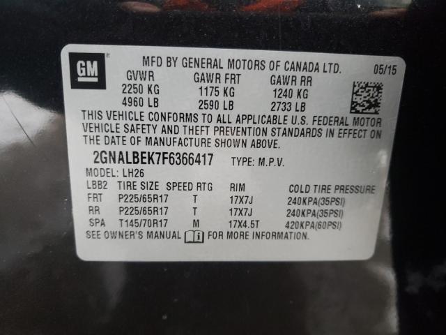 Photo 9 VIN: 2GNALBEK7F6366417 - CHEVROLET EQUINOX LT 