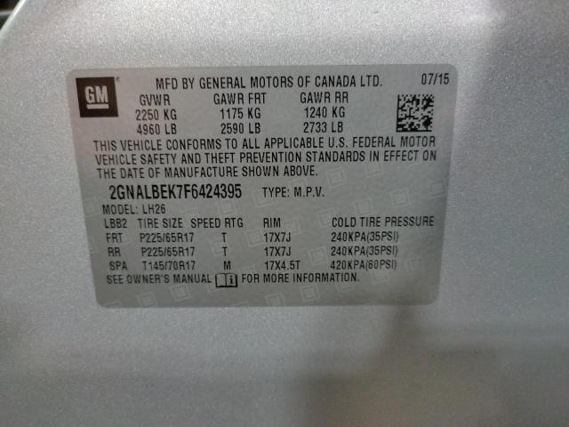 Photo 9 VIN: 2GNALBEK7F6424395 - CHEVROLET EQUINOX LT 