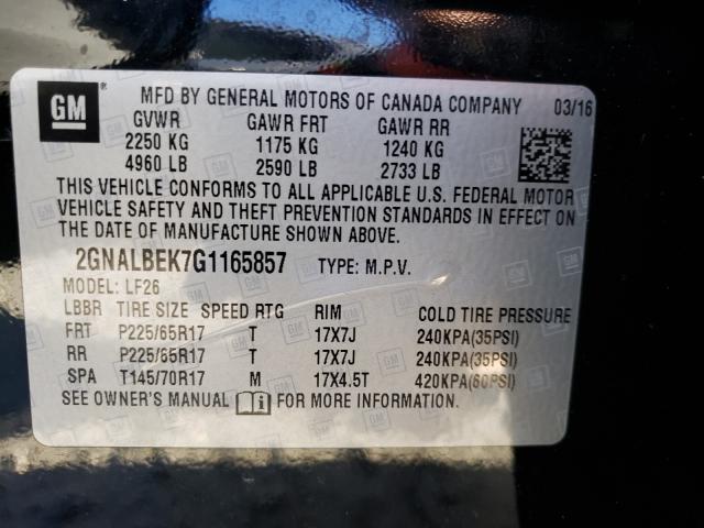 Photo 9 VIN: 2GNALBEK7G1165857 - CHEVROLET EQUINOX LS 