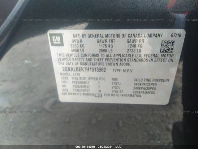 Photo 8 VIN: 2GNALBEK7H1513562 - CHEVROLET EQUINOX 