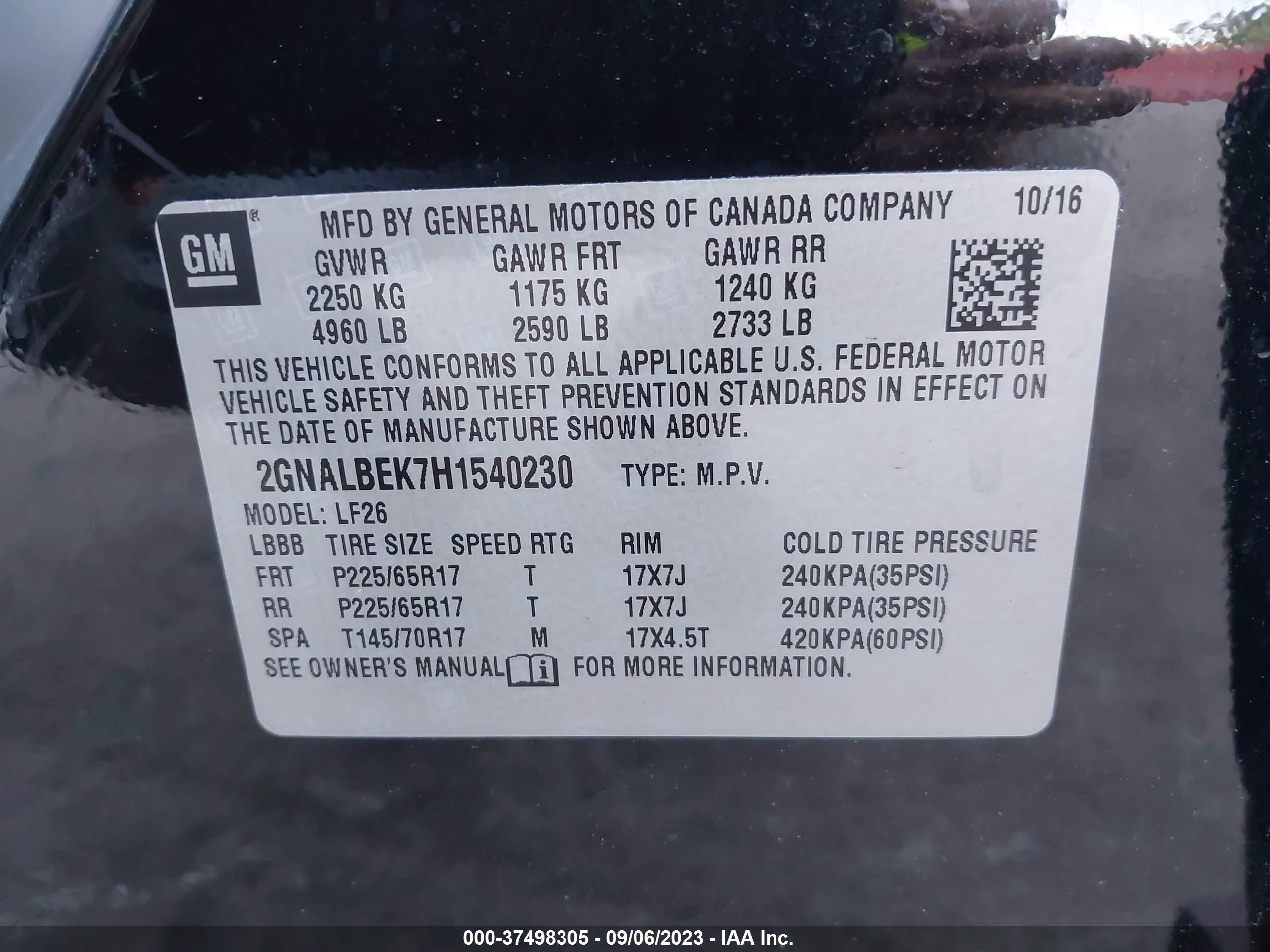 Photo 8 VIN: 2GNALBEK7H1540230 - CHEVROLET EQUINOX 