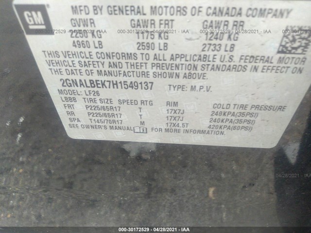 Photo 8 VIN: 2GNALBEK7H1549137 - CHEVROLET EQUINOX 