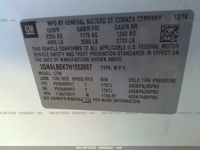 Photo 8 VIN: 2GNALBEK7H1552667 - CHEVROLET EQUINOX 