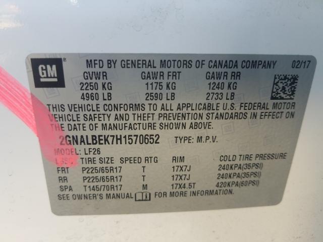 Photo 9 VIN: 2GNALBEK7H1570652 - CHEVROLET EQUINOX LS 