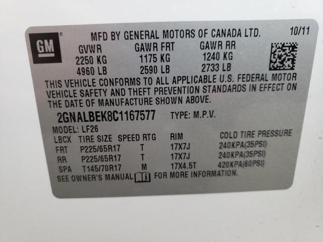 Photo 11 VIN: 2GNALBEK8C1167577 - CHEVROLET EQUINOX 