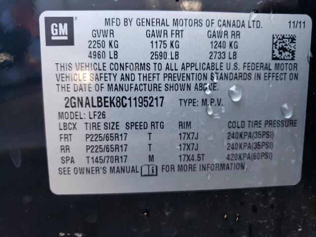 Photo 12 VIN: 2GNALBEK8C1195217 - CHEVROLET EQUINOX 