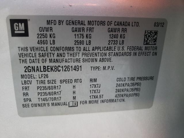 Photo 9 VIN: 2GNALBEK8C1261491 - CHEVROLET EQUINOX LS 