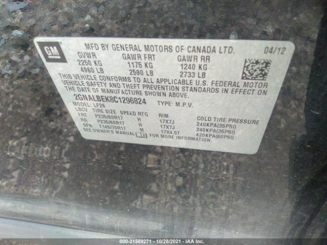 Photo 8 VIN: 2GNALBEK8C1296824 - CHEVROLET EQUINOX 