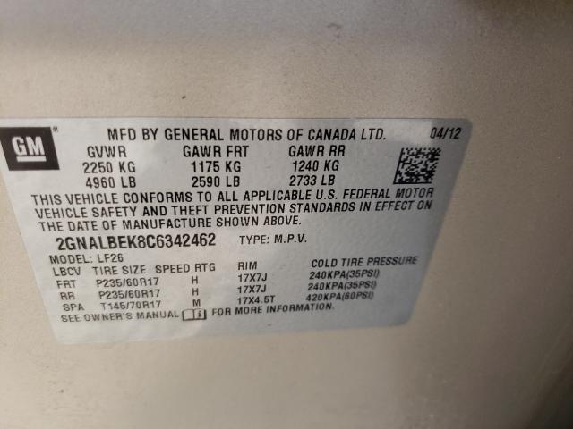 Photo 9 VIN: 2GNALBEK8C6342462 - CHEVROLET EQUINOX LS 