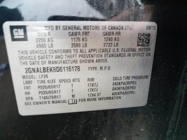 Photo 9 VIN: 2GNALBEK8D6116178 - CHEVROLET EQUINOX LS 