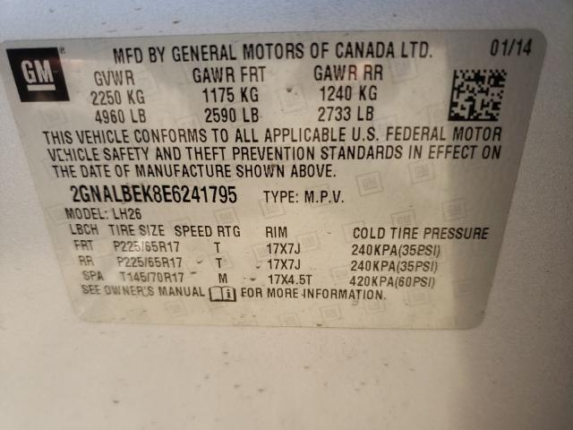 Photo 9 VIN: 2GNALBEK8E6241795 - CHEVROLET EQUINOX LT 