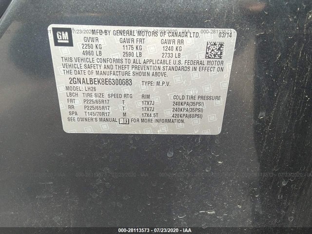 Photo 8 VIN: 2GNALBEK8E6300683 - CHEVROLET EQUINOX 